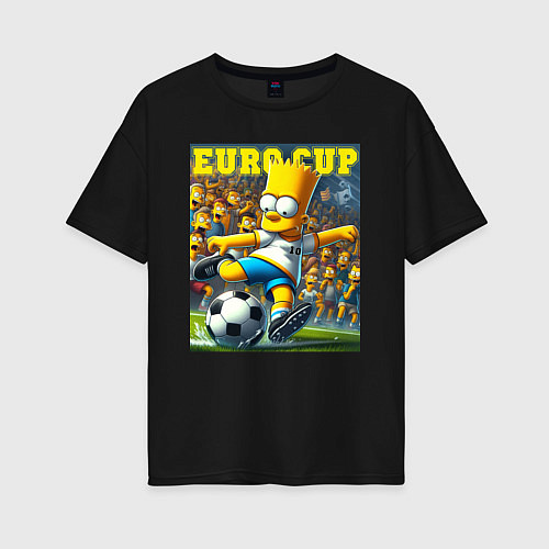 Женская футболка оверсайз Euro cup - Bart Simpson / Черный – фото 1