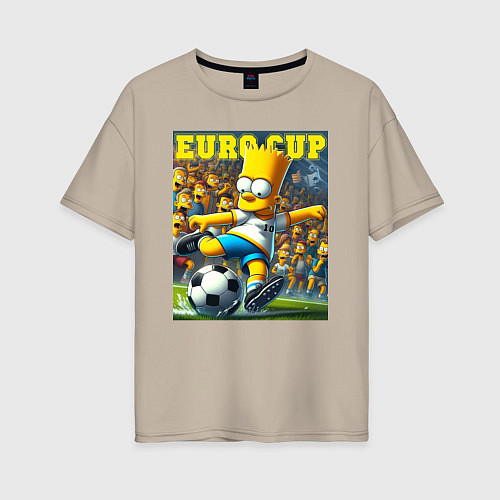 Женская футболка оверсайз Euro cup - Bart Simpson / Миндальный – фото 1