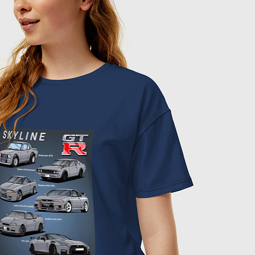 Женская футболка оверсайз Skyline GTR / Тёмно-синий – фото 3