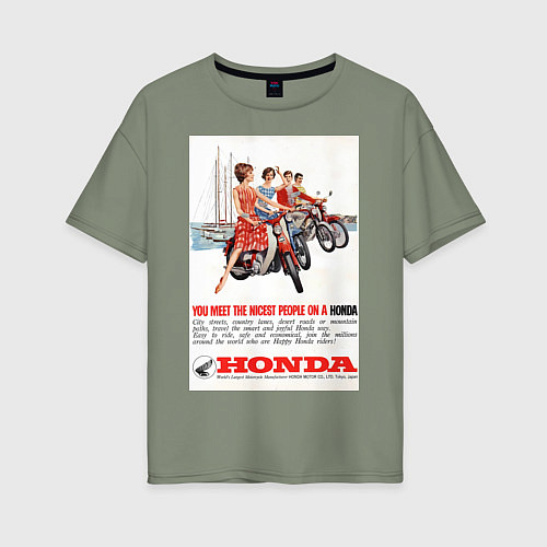 Женская футболка оверсайз Honda мотоцикл / Авокадо – фото 1