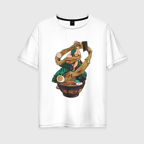 Женская футболка оверсайз One piece Зоро Zoro удон / Белый – фото 1