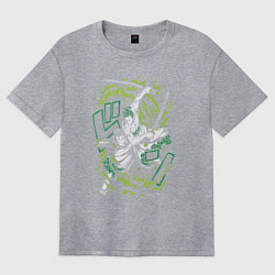 Футболка оверсайз женская One piece зоро зеленый вихрь, цвет: меланж