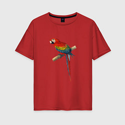 Футболка оверсайз женская Попугай ara macaw, цвет: красный