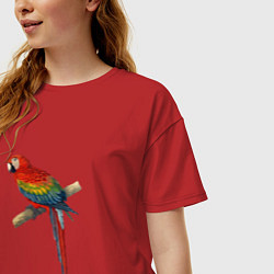 Футболка оверсайз женская Попугай ara macaw, цвет: красный — фото 2