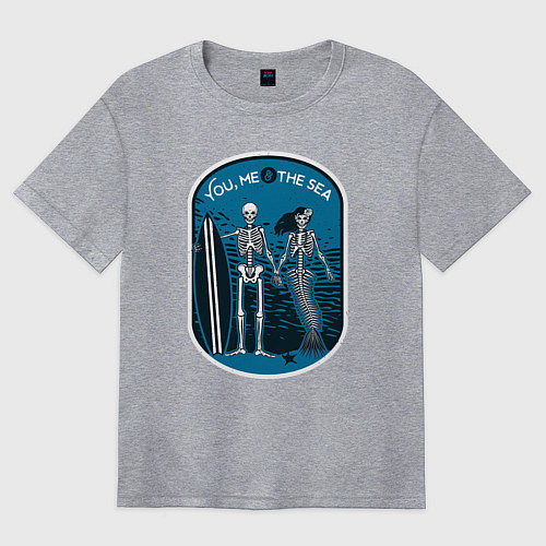 Женская футболка оверсайз You me the sea / Меланж – фото 1