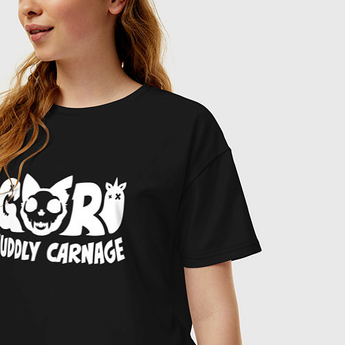 Женская футболка оверсайз Goro cuddly carnage logotype / Черный – фото 3