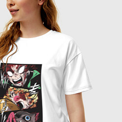 Футболка оверсайз женская Тандзиро Зеницу Инозука манга Клинок рассекающий д, цвет: белый — фото 2