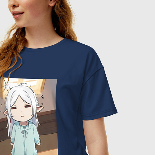 Женская футболка оверсайз Фрирен ребенок / Тёмно-синий – фото 3