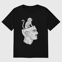 Футболка оверсайз женская Мартышка в голове, цвет: черный
