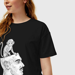 Футболка оверсайз женская Мартышка в голове, цвет: черный — фото 2