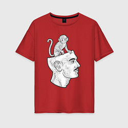 Женская футболка оверсайз Мартышка в голове