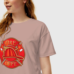 Футболка оверсайз женская Пожарная станция, цвет: пыльно-розовый — фото 2