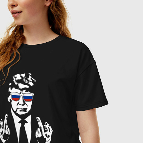 Женская футболка оверсайз Трамп наш / Черный – фото 3