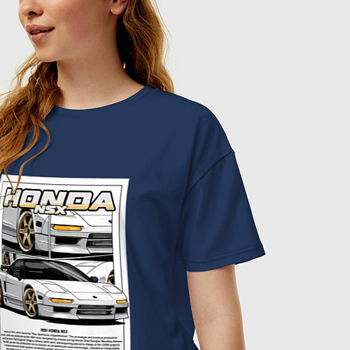 Женская футболка оверсайз Honda nsx авто / Тёмно-синий – фото 3