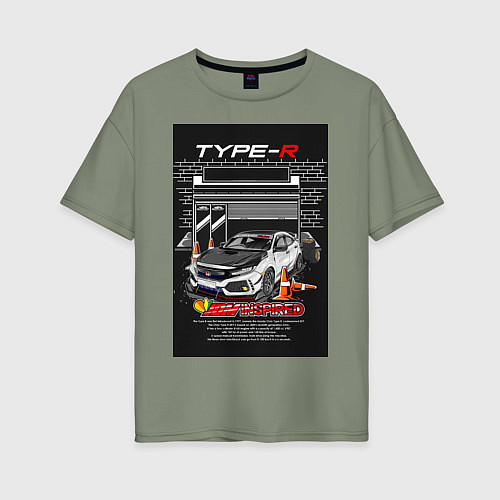 Женская футболка оверсайз Honda jdm / Авокадо – фото 1