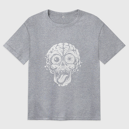 Женская футболка оверсайз Череп с мозгами и глазами / Меланж – фото 1