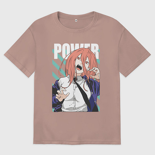 Женская футболка оверсайз Человек-бензопила Пауэр Power / Пыльно-розовый – фото 1