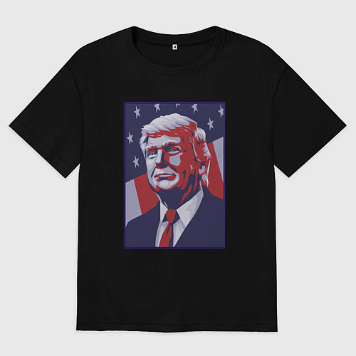 Женская футболка оверсайз Дональд Трамп / Черный – фото 1