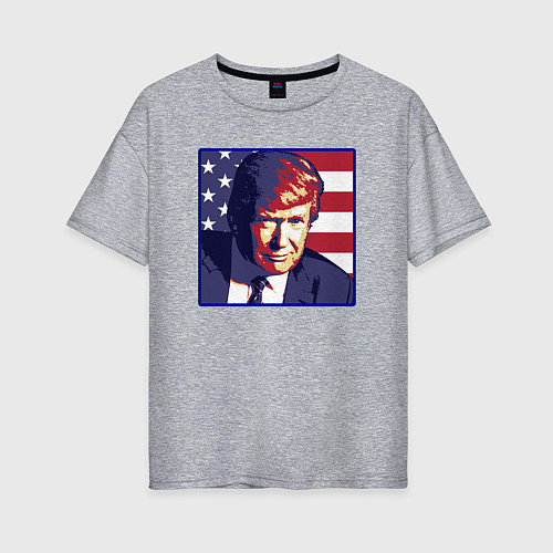 Женская футболка оверсайз Президент Дональд Трамп / Меланж – фото 1