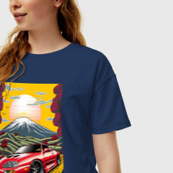 Футболка оверсайз женская Toyota Supra jdm автомобиль, цвет: тёмно-синий — фото 2