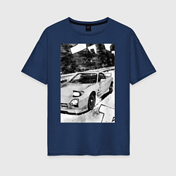 Футболка оверсайз женская Mazda rx-7 авто, цвет: тёмно-синий