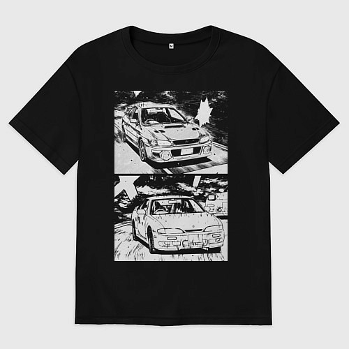 Женская футболка оверсайз Nissan silvia subaru forester / Черный – фото 1