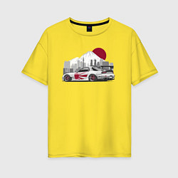 Футболка оверсайз женская Mazda rx-7 автомобиль гоночный jdm, цвет: желтый