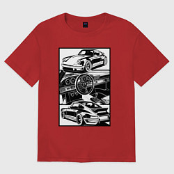 Футболка оверсайз женская Porsche автомобиль классический, цвет: красный