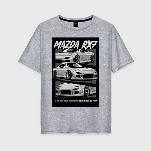 Женская футболка оверсайз Mazda rx-7 JDM авто / Меланж – фото 1
