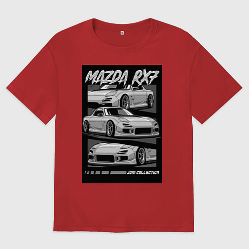 Женская футболка оверсайз Mazda rx-7 JDM авто / Красный – фото 1
