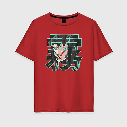 Женская футболка оверсайз Клинок рассекающий демонов Токито / Красный – фото 1