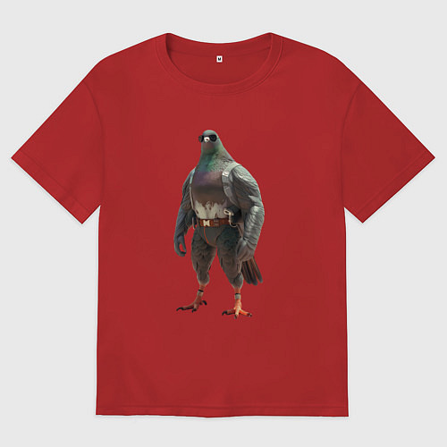 Женская футболка оверсайз Голубь атлет / Красный – фото 1