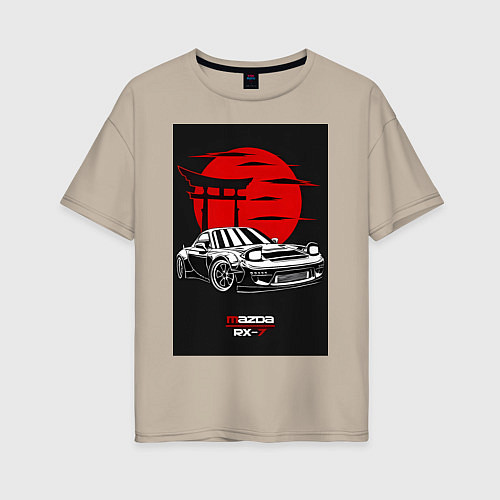 Женская футболка оверсайз Mazda rx-7 jdm style / Миндальный – фото 1