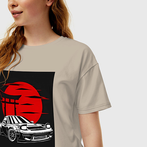 Женская футболка оверсайз Mazda rx-7 jdm style / Миндальный – фото 3