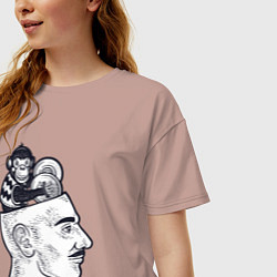 Футболка оверсайз женская Обезьяна в голове, цвет: пыльно-розовый — фото 2