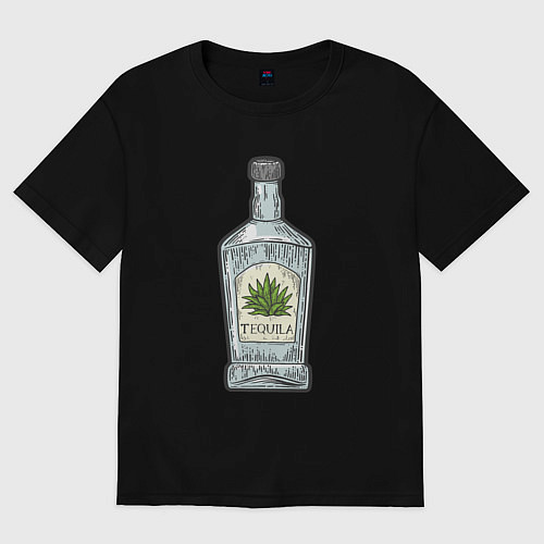 Женская футболка оверсайз Бутылка текилы / Черный – фото 1