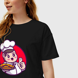 Футболка оверсайз женская Повар и пицца, цвет: черный — фото 2