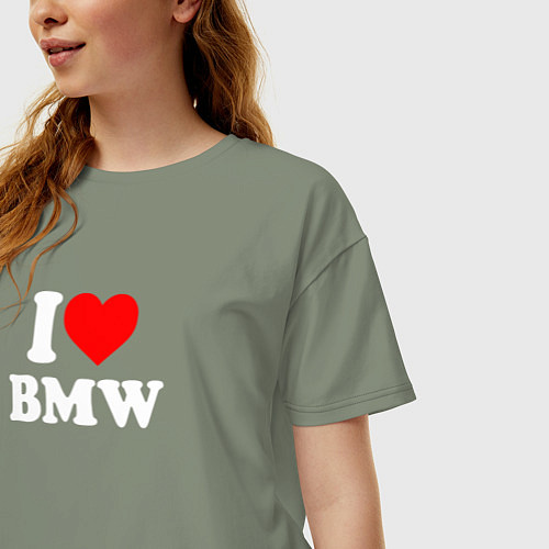 Женская футболка оверсайз I love my BMW / Авокадо – фото 3