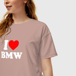 Футболка оверсайз женская I love my BMW, цвет: пыльно-розовый — фото 2