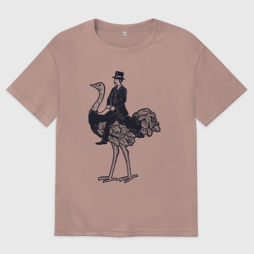 Женская футболка оверсайз Страус и джентльмен / Пыльно-розовый – фото 1