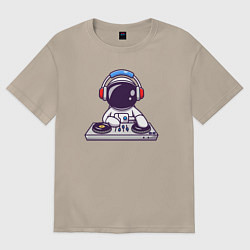 Футболка оверсайз женская Космонавт диджей, цвет: миндальный