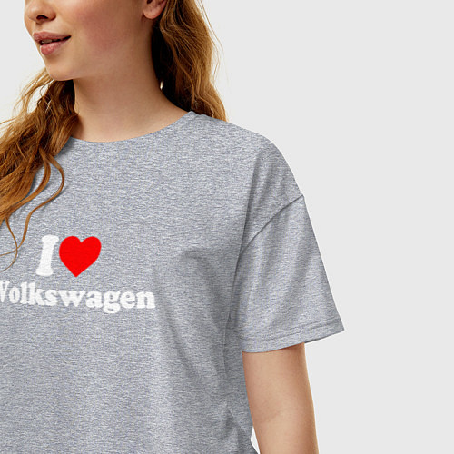 Женская футболка оверсайз I love Volkswagen / Меланж – фото 3