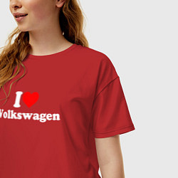 Футболка оверсайз женская I love Volkswagen, цвет: красный — фото 2