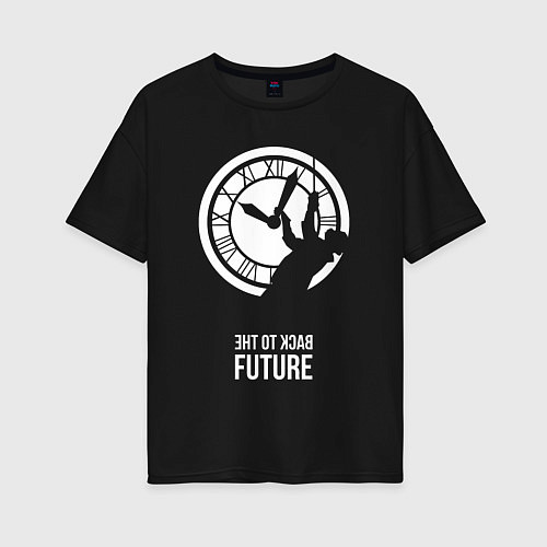 Женская футболка оверсайз Back to the future clocks / Черный – фото 1
