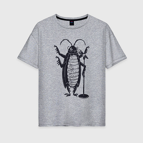 Женская футболка оверсайз Тараканчик певец / Меланж – фото 1
