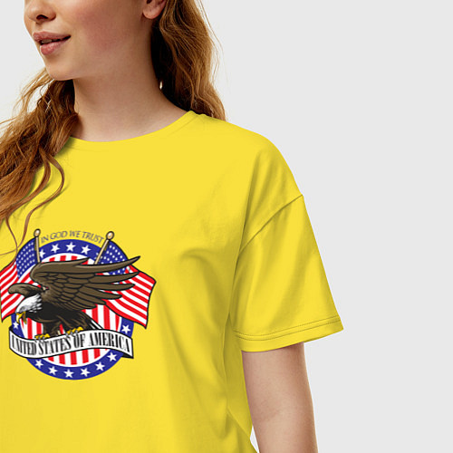 Женская футболка оверсайз United States of America / Желтый – фото 3