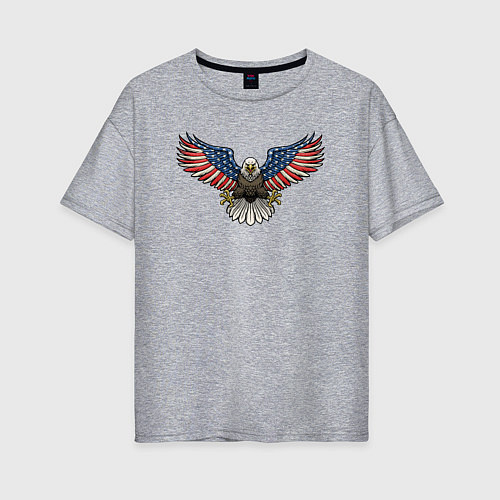 Женская футболка оверсайз Орёл - США / Меланж – фото 1