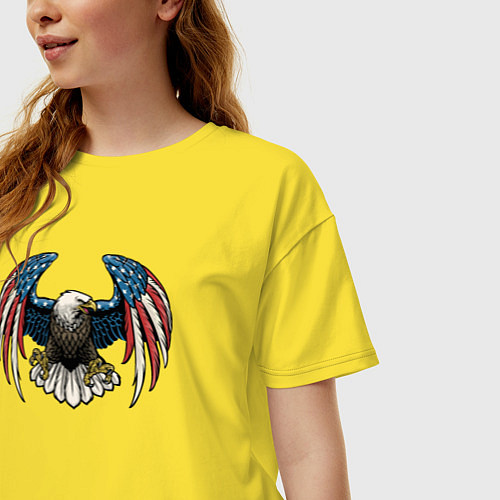 Женская футболка оверсайз Америка орёл / Желтый – фото 3