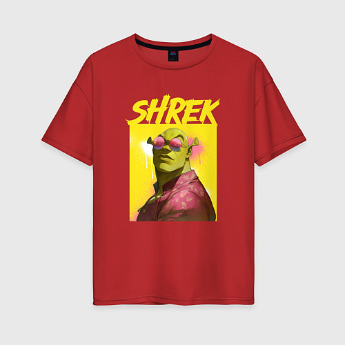 Женская футболка оверсайз Shrek гигачад / Красный – фото 1