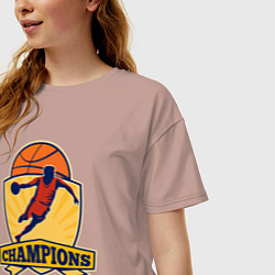 Футболка оверсайз женская Champion basketball, цвет: пыльно-розовый — фото 2